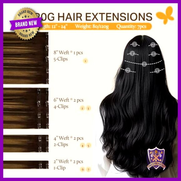 18 Inch Clip In Human Hair Extensions 7pcs 120g Straight Silky Weft main image 6